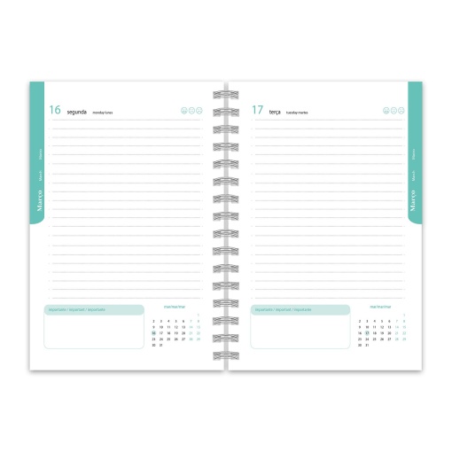 Daily school planner A6 2026/27 12 months spiral bound Amber Cute Pink Moonflower