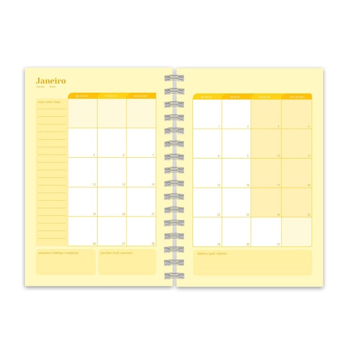 Daily school planner A5 2026/27 12 months spiral bound Amber Garden Moonflower