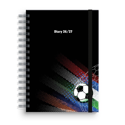 Agenda escolar diaria A5 2026/27 12 meses encuadernación espiral ámbar inverso