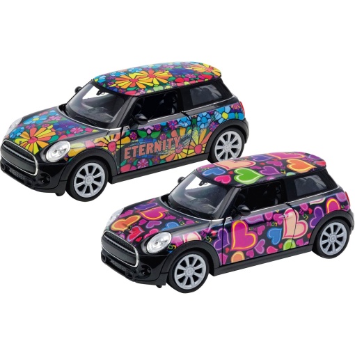 Mini Cooper Hatch friction car, miniature 1:34-39, 12cm, assorted, GOKI
