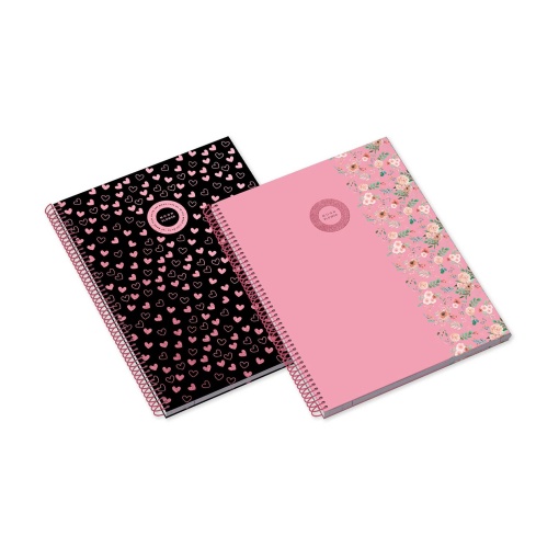 Caderno A4 capa dura espiral AMBAR Moonflower Sugar&Spice quadriculado 80 folhas 100g sortido