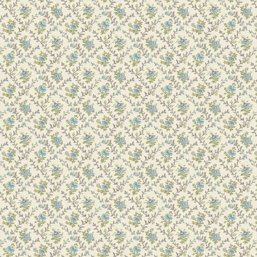 Tecido MAKOWER Ayla Lattice Flowers Azure Blue 1x1,12m