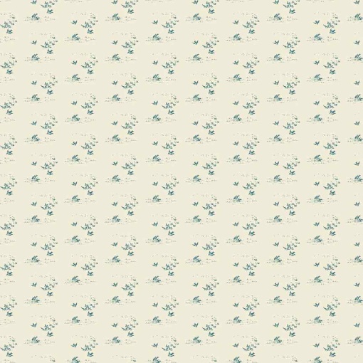 Tecido MAKOWER Ayla birds turquoise on cream 1x1,12m
