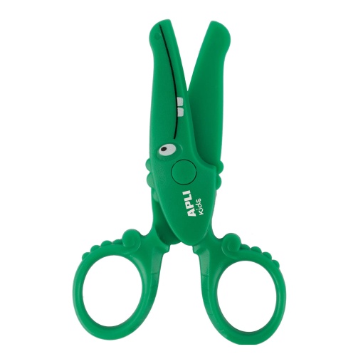 Tesoura infantil 12cm não corta cabelo, dedos e tecido APLI KIDS crocodilo