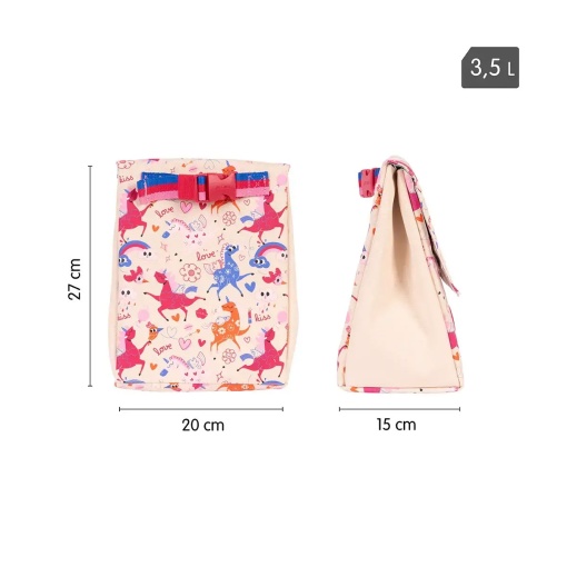 MILAN Flowicorn thermal lunchbox 27x20x15cm with 2 airtight containers.