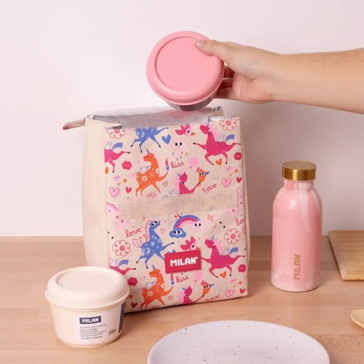 MILAN Flowicorn thermal lunchbox 27x20x15cm with 2 airtight containers.
