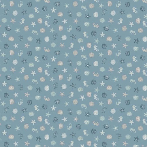 Tecido MAKOWER Driftwood sealife blue 1x1,12m