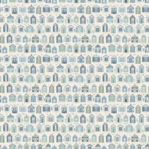 Tecido MAKOWER Driftwood beach huts light cream 1x1,12m