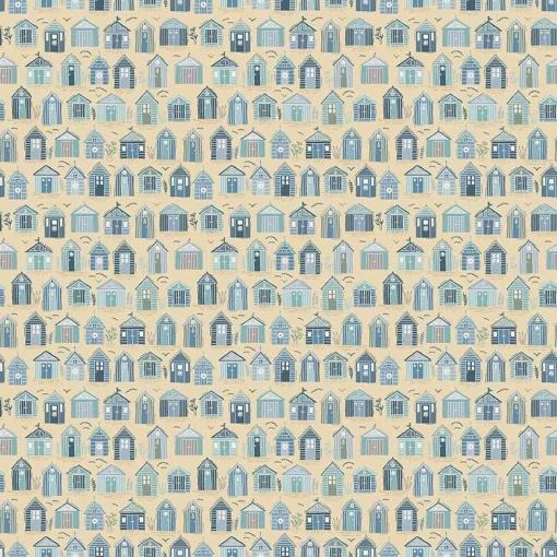 Tecido MAKOWER Driftwood beach huts mid cream 1x1,12m