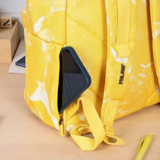 Mochila Milan Lava amarilla, 43x30x20cm, adaptable a carro.