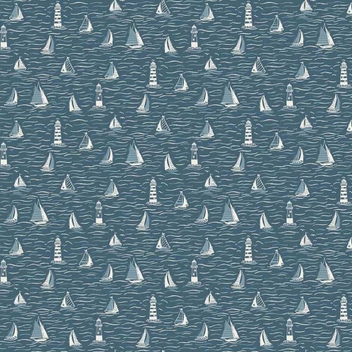 Tecido MAKOWER Driftwood sailing blue 1x1,12m