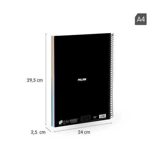A4 hardcover spiral notebook MILAN Sunset grid pattern, 120 sheets, 95gsm