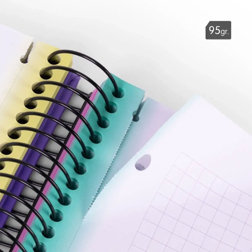 A4 hardcover spiral notebook MILAN Sunset grid pattern, 120 sheets, 95gsm