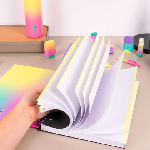 A4 hardcover spiral notebook, MILAN Sunset, lined, 120 sheets, 95gsm