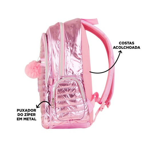 Backpack with 15" laptop bag REBECCA BONBON metallic 44x33x13cm assorted