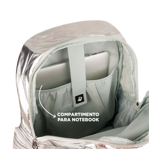 Backpack with 15" laptop bag REBECCA BONBON metallic 44x33x13cm assorted