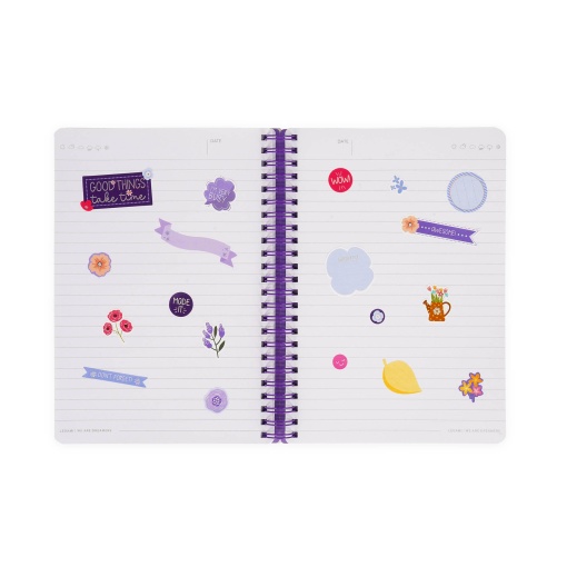 Caderno A5 capa dura espiral LEGAMI Flowers "Good things take time" pautado 160 folhas 80g com elástico