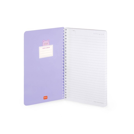 Caderno A5 capa dura espiral LEGAMI Teddy Bear "Hug more worry less" pautado 160 folhas 80g com elástico