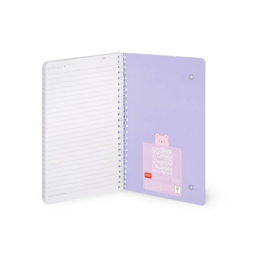 Caderno A5 capa dura espiral LEGAMI Teddy Bear "Hug more worry less" pautado 160 folhas 80g com elástico