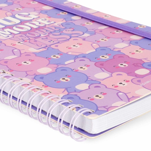 Caderno A5 capa dura espiral LEGAMI Teddy Bear "Hug more worry less" pautado 160 folhas 80g com elástico