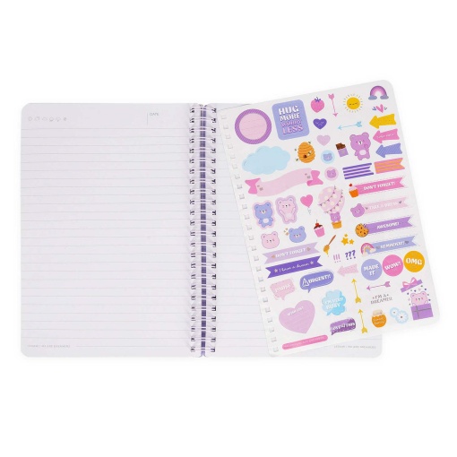 Caderno A5 capa dura espiral LEGAMI Teddy Bear "Hug more worry less" pautado 160 folhas 80g com elástico