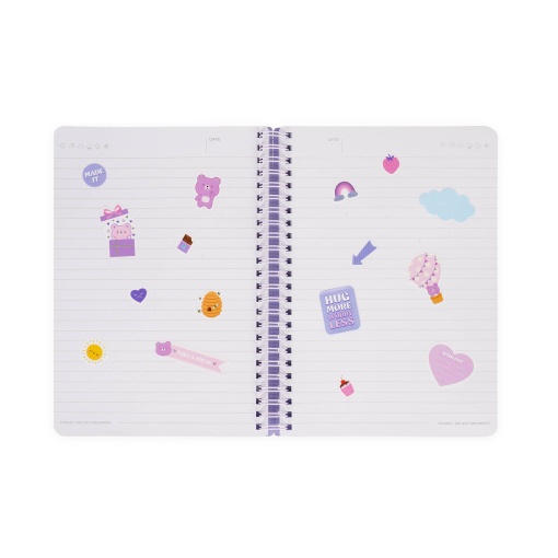 Caderno A5 capa dura espiral LEGAMI Teddy Bear "Hug more worry less" pautado 160 folhas 80g com elástico
