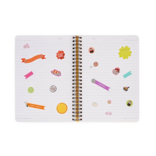 Caderno A5 capa dura espiral LEGAMI Sushi Cat "Every day is Caturday" pautado 160 folhas 80g com elástico