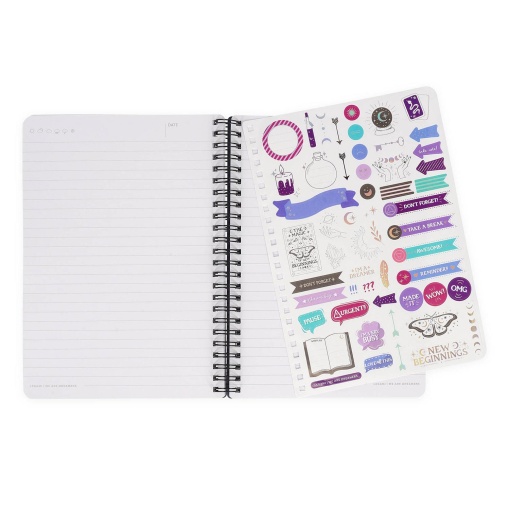 Caderno A5 capa dura espiral LEGAMI Moth "The magic of new beginnings" pautado 160 folhas 80g com elástico