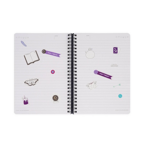 Caderno A5 capa dura espiral LEGAMI Moth "The magic of new beginnings" pautado 160 folhas 80g com elástico