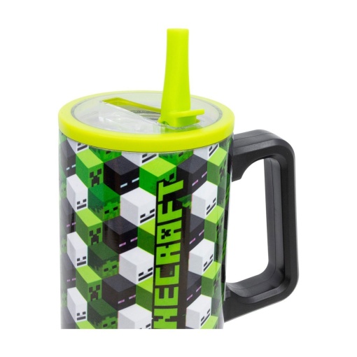 Cool Sipper Thermos Bottle with Straw, Minecraft IconicMono, 920ml