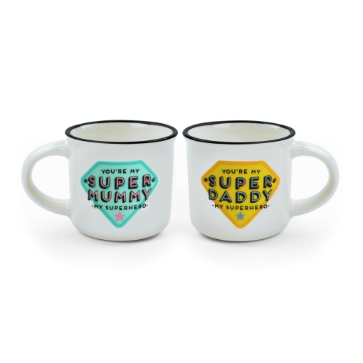 Conjunto 2 chávenas de café LEGAMI Espresso for Two "Super mommy & super daddy" 50ml