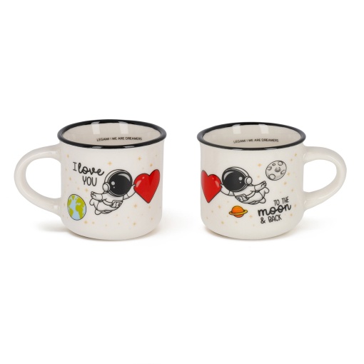 Conjunto 2 chávenas de café LEGAMI Espresso for Two Space "I love you to the moon & back" 50ml