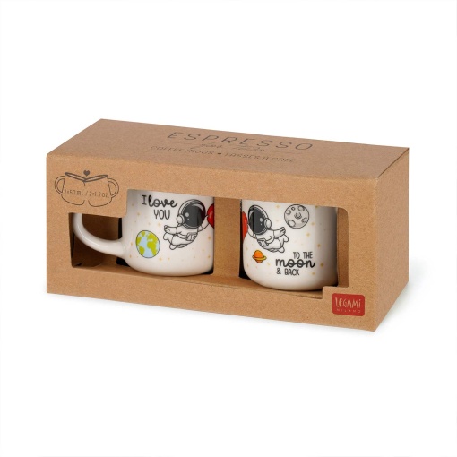 Conjunto 2 chávenas de café LEGAMI Espresso for Two Space "I love you to the moon & back" 50ml