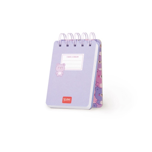 Mini bloco de notas com espiral LEGAMI Travel Teddy Bear "Hug more worry less" pautado