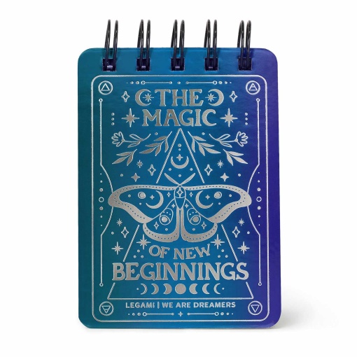 Mini bloco de notas com espiral LEGAMI Travel Moth "The magic of new beginnings" pautado