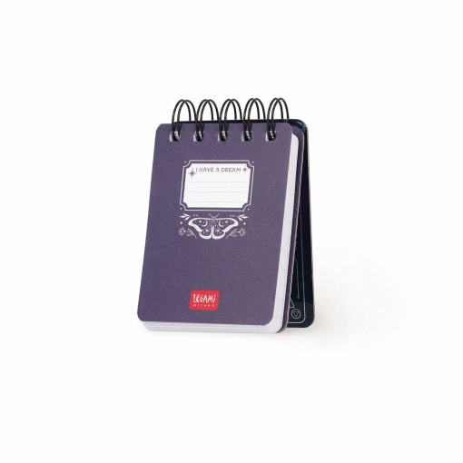 Mini bloco de notas com espiral LEGAMI Travel Moth "The magic of new beginnings" pautado