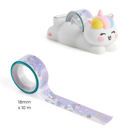 Decorative Washi Tape + Dispenser MIQUELRIUS Back2Fun Tape It Easy Unicorn