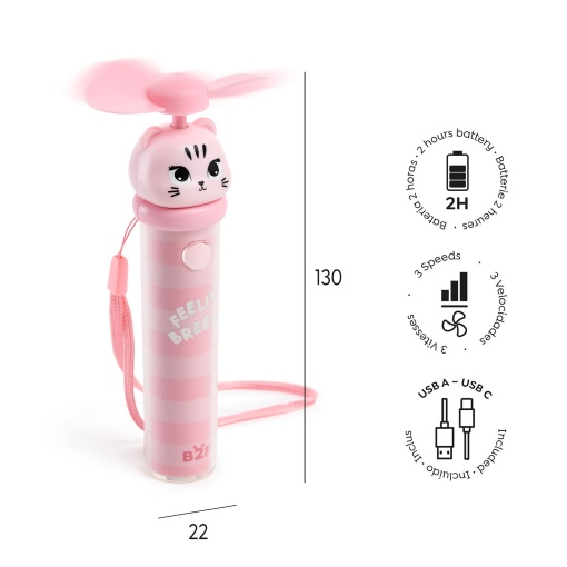 Mini portable fan MIQUELRIUS Back2Fun Fan-Tastic Gang Cat