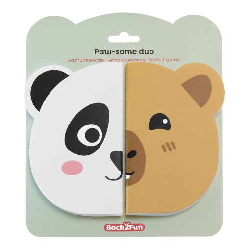 Conjunto 2 cadernos lisos 34 folhas 80g MIQUELRIUS Back2Fun Panda/Capivara