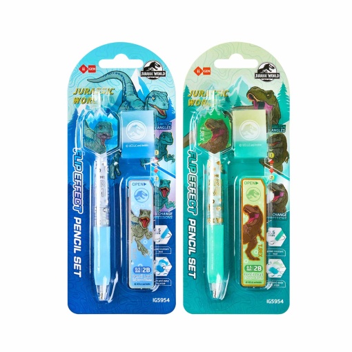 Conjunto lápiseira 0,5mm + minas + borracha IIGEN Jurassic World sortido