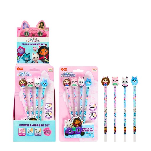 Lápis grafite HB nº 2 com borracha IIGEN GabbyÆs Dollhouse (4 unidades)