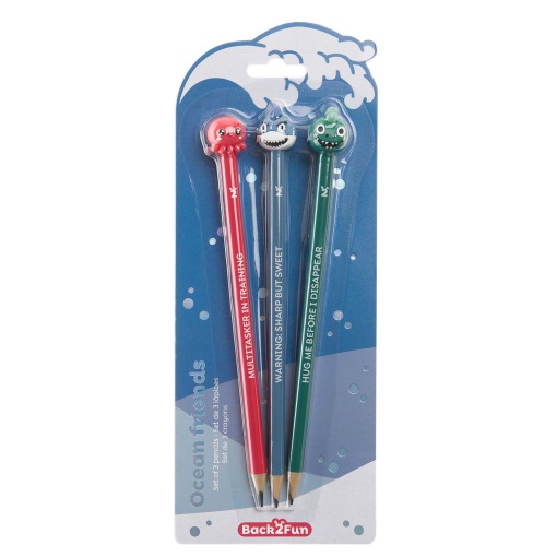 Set of 3 MIQUELRIUS Back2Fun Ocean Friends graphite pencils