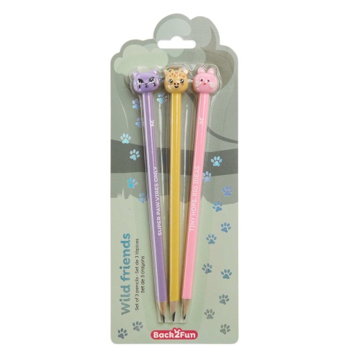 Set of 3 MIQUELRIUS Back2Fun Wild Friends graphite pencils