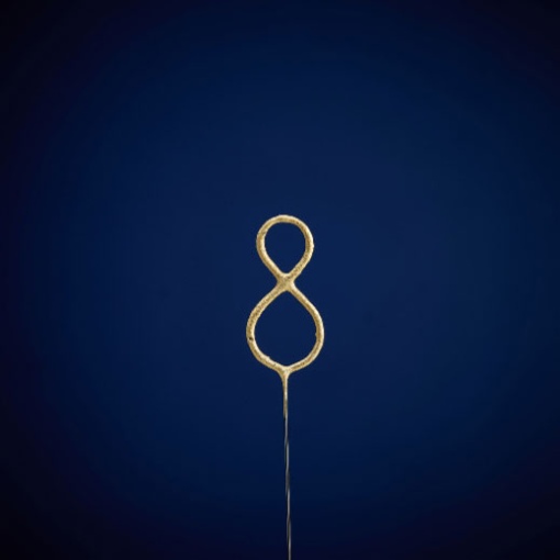 Vela WonderCandle dorada con bengala n.° 8