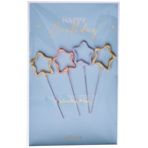 WonderCandle star sparkler candle "Happy Birthday" (4 units)