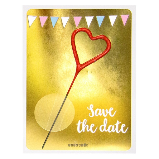 WonderCandle red heart sparkler candle "Save the Date"
