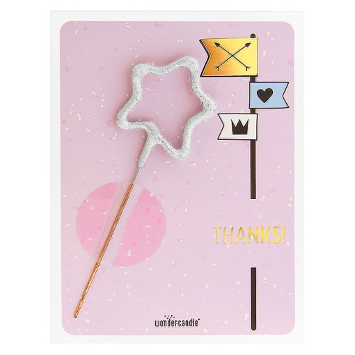 WonderCandle silver star sparkler candle "Thanks"