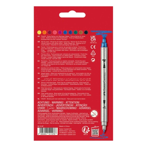 Canetas de feltro glitter FABER-CASTELL 2 pontas 10 cores