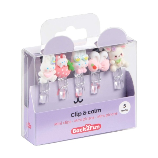 Set of 5 MIQUELRIUS Back2Fun Clip & Calm mini springs, rabbit design.