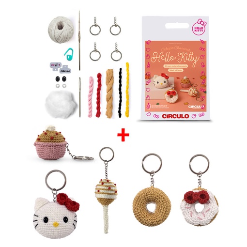Kit de ganchillo CÍRCULO Amigurumi llavero Hello Kitty